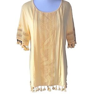 Charter Club NWT Yellow Embroidered Boho Tunic NWT